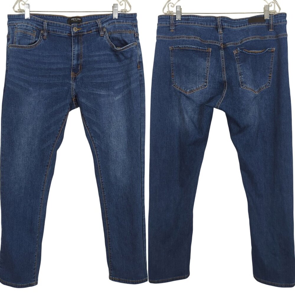 Kenneth Cole New York Men’s Jeans 38x32 Tapered Fit Stretch Blue Denim